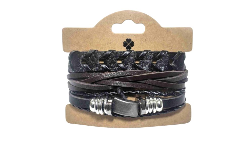 Men’s PU Leather Bracelet Set – Multi-Layer Braided Wristbands n.15