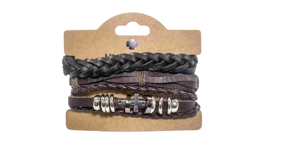 Men’s PU Leather Bracelet Set – Multi-Layer Braided Wristbands n.17