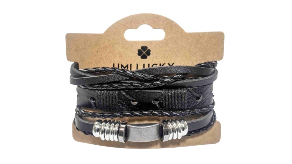 Men’s PU Leather Bracelet Set – Multi-Layer Braided Wristbands n.20