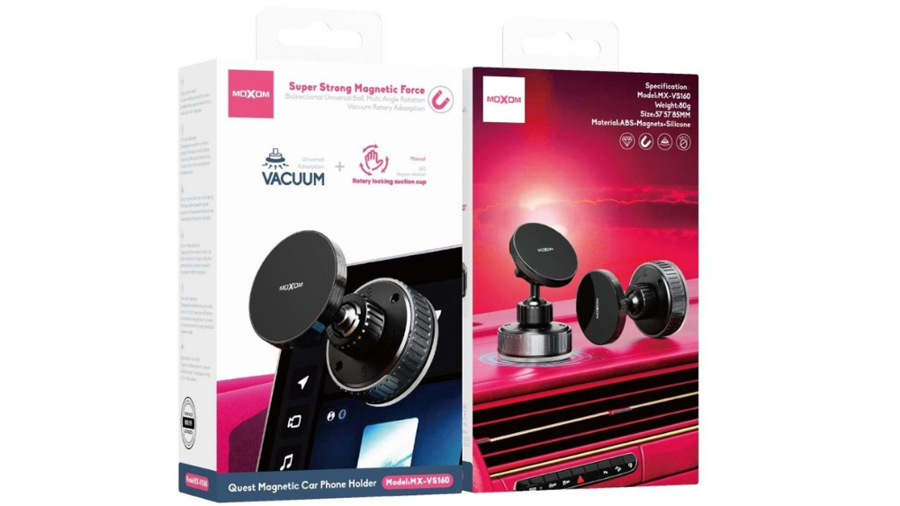 Magnetic Car Phone Holder with Vacuum Suction – 360° Adjustable Dashboard Mount