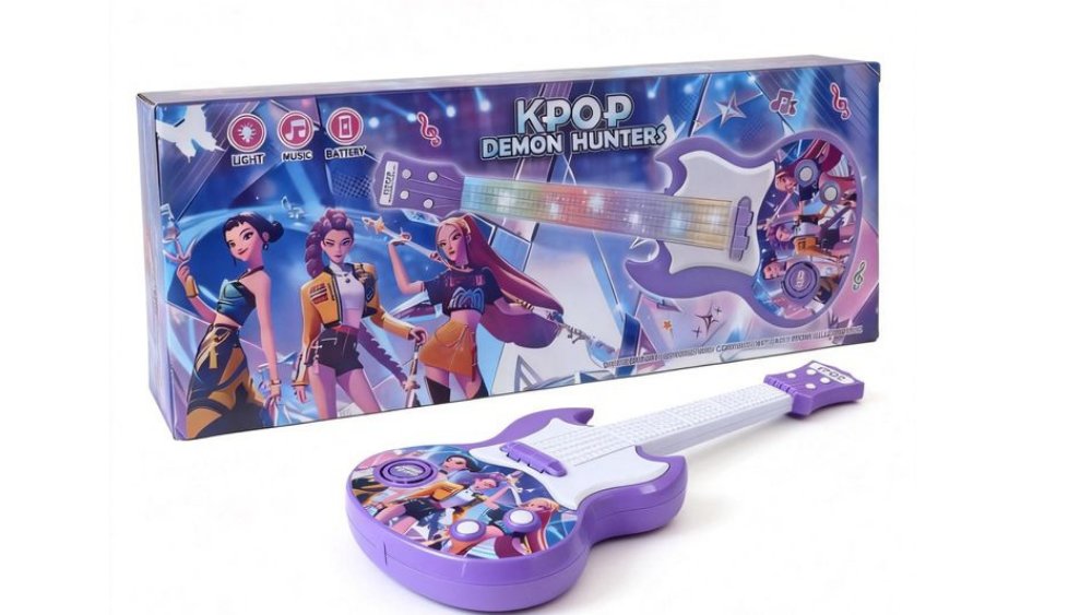 KPOP Demon Hunters Mini Electric Toy Guitar with Lights & Music (38cm)