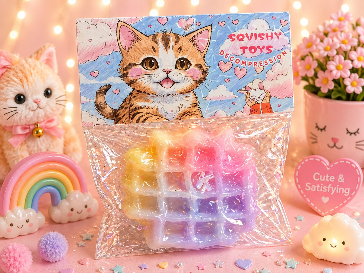 Waffle Squishy Toy – Stress Relief Kawaii
