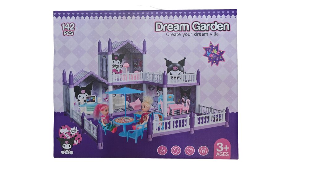 Kuromi Villa Series Playset – 142 PCS | Dollhouse with Figures & Furniture