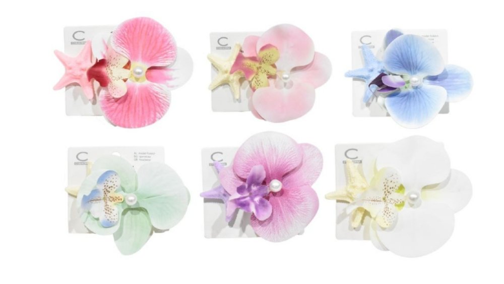 Flower with star hair clip