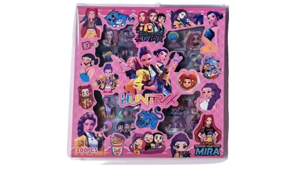 K-Pop Demon Hunters Sticker Pack – 100PCS Anime Style Vinyl Stickers pink box