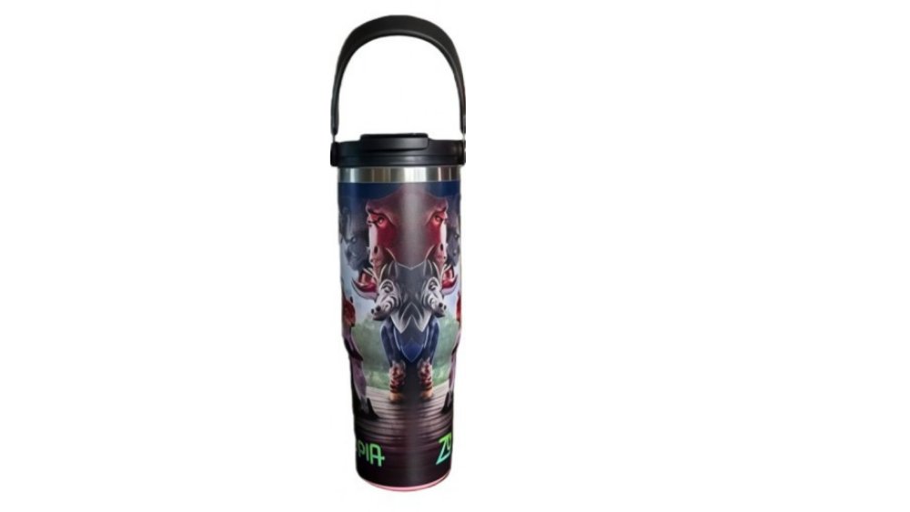 Zootopia Stainless Steel Water Bottle 900ml – Kids Thermal Travel Mug with Handle & Lid
