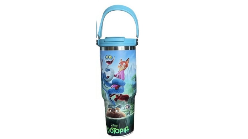 Zootopia Stainless Steel Water Bottle 900ml – Kids Thermal Travel Mug with Handle & Lid