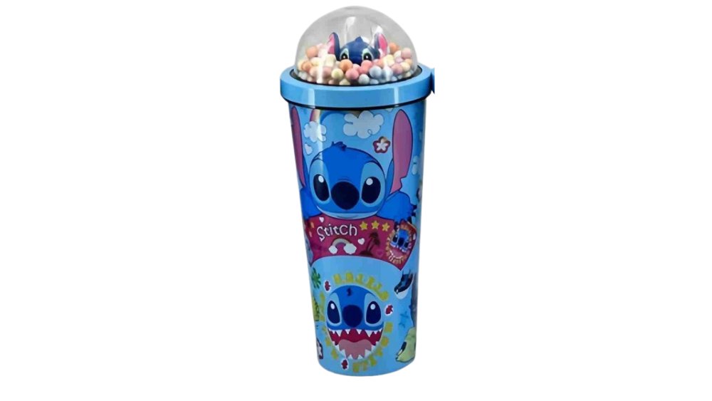 Stitch Stainless Steel Tumbler 750ml – LED Light Lid, Kids Thermal Cup with Straw