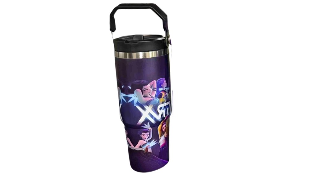 Huntrix-K-Pop Demon Hunters Stainless Steel Tumbler 900ml – Insulated Travel Cup with Handle & Lid