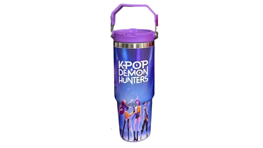 K-Pop Demon Hunters Stainless Steel Tumbler 900ml – Insulated Travel Cup with Handle & Lid