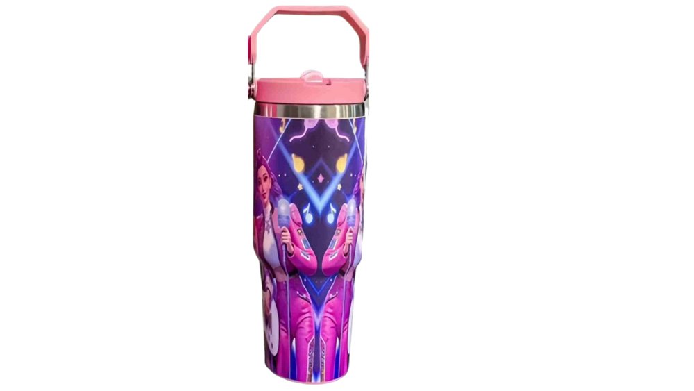 K-Pop Demon Hunters Stainless Steel Tumbler 900ml – Insulated Travel Cup with Handle & Lid