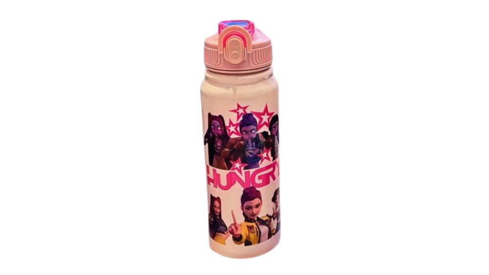 K-Pop Demon Hunters Kids Water Bottle with Straw – Leakproof BPA-Free Bottle