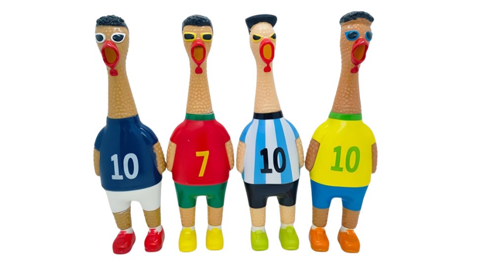 Funny Football Chicken Squeeze Toy – Screaming Rubber Stress Toy (Assorted Designs)