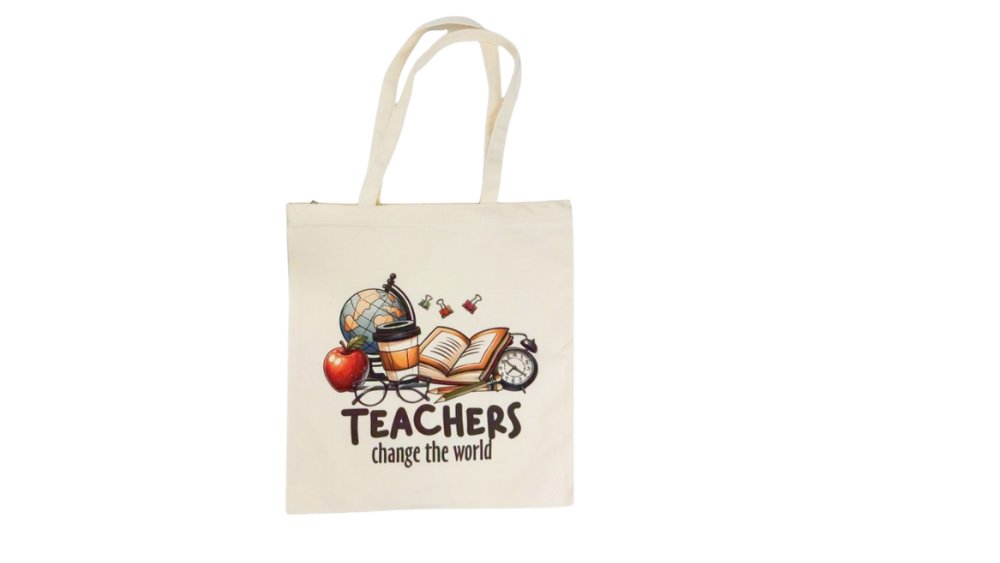 Teachers Change the World Tote Bag – Reusable Canvas Gift Bag for Teachers