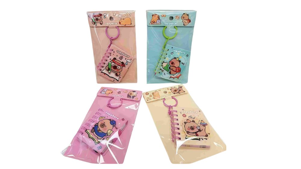 Cute Capybara Mini Notebook Keychain – Portable Spiral Notebook with Pen