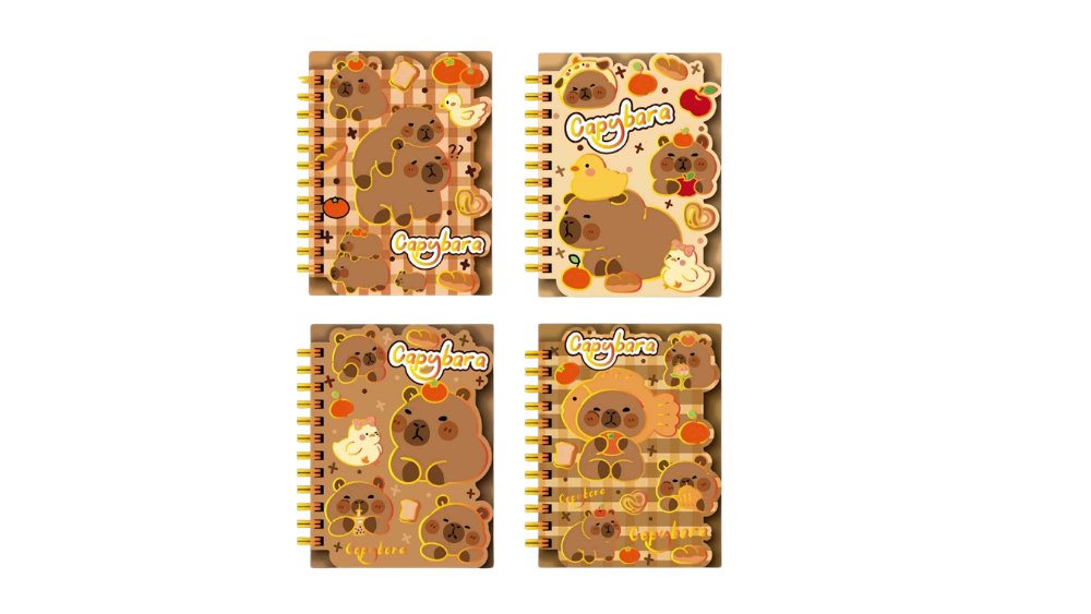 Cute Capybara Spiral Notebook set – Aesthetic Mini Journal for School & Notes