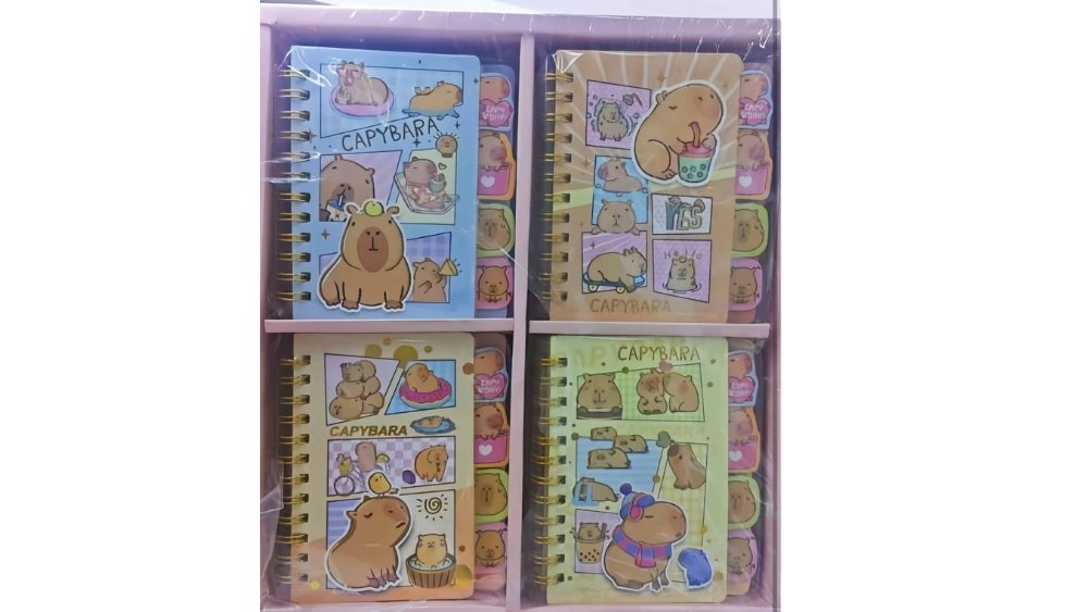 Capybara Spiral Notebook Set – Cute Mini Journals (4-Pack Assorted Designs)