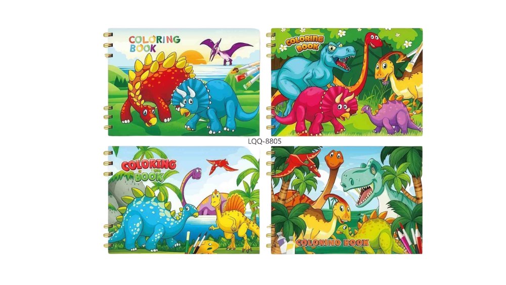 Dinosaur Coloring Book for Kids – Fun Spiral Art & Activity Book (Assorted Designs)