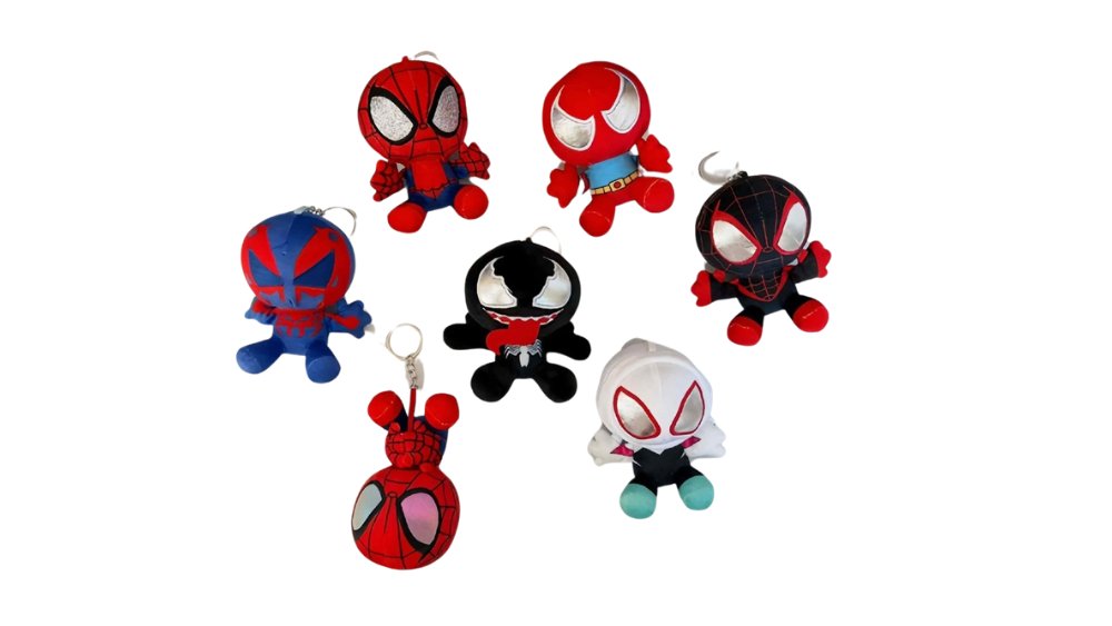 Spider Hero Plush Keychain – Mini Superhero Soft Toy Keyring 1pc random choice
