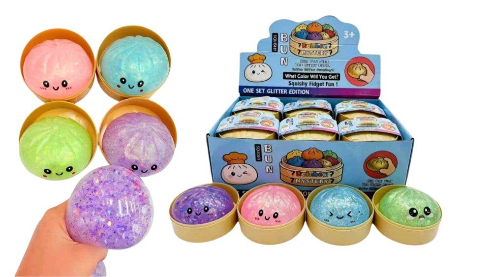 Half Box Glitter Rainbow Mystery Squishy Dumpling – Viral TikTok Fidget Toy (Blind Box, Sugar Edition)
