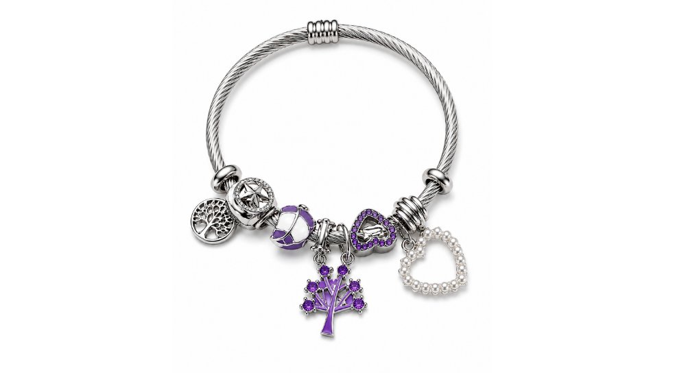 💫 Pandora Style Bracelet – purple life tree Charms