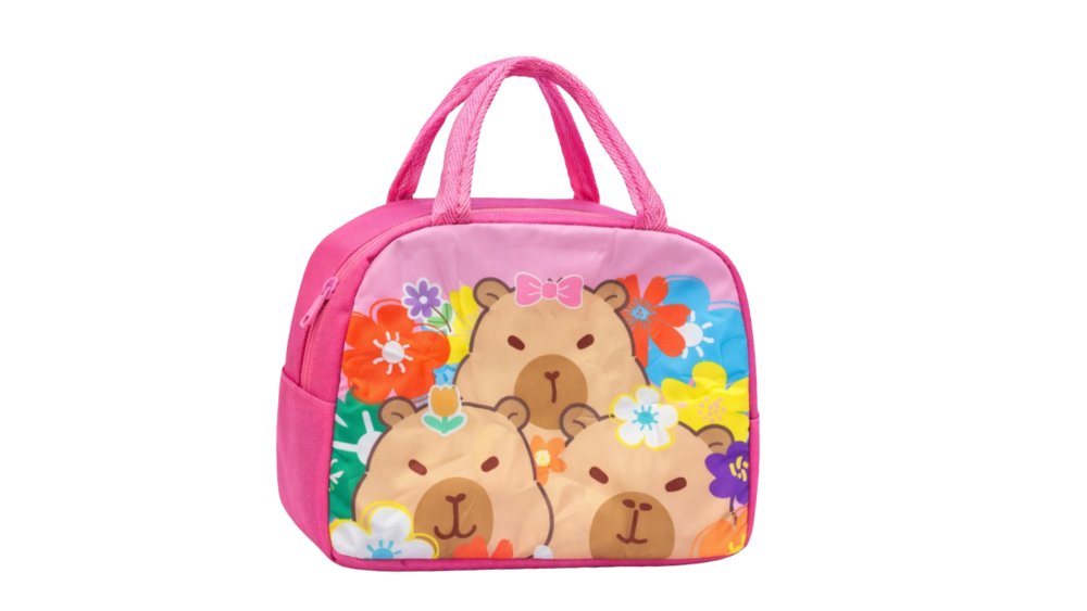 Pink Cute Capybara Insulated Lunch Bag – Thermal Lunch Tote 22 x 13 x 18 cm