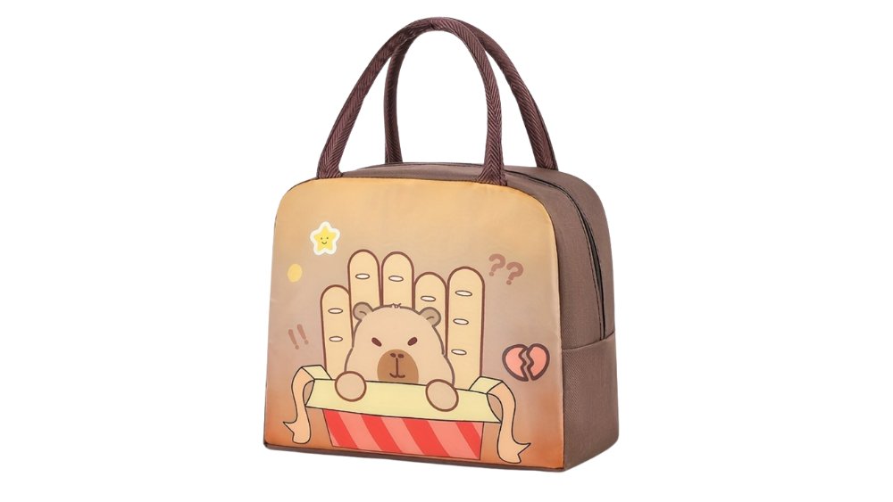 Brown Cute Capybara Insulated Lunch Bag – Thermal Lunch Tote 22 x 13 x 18 cm