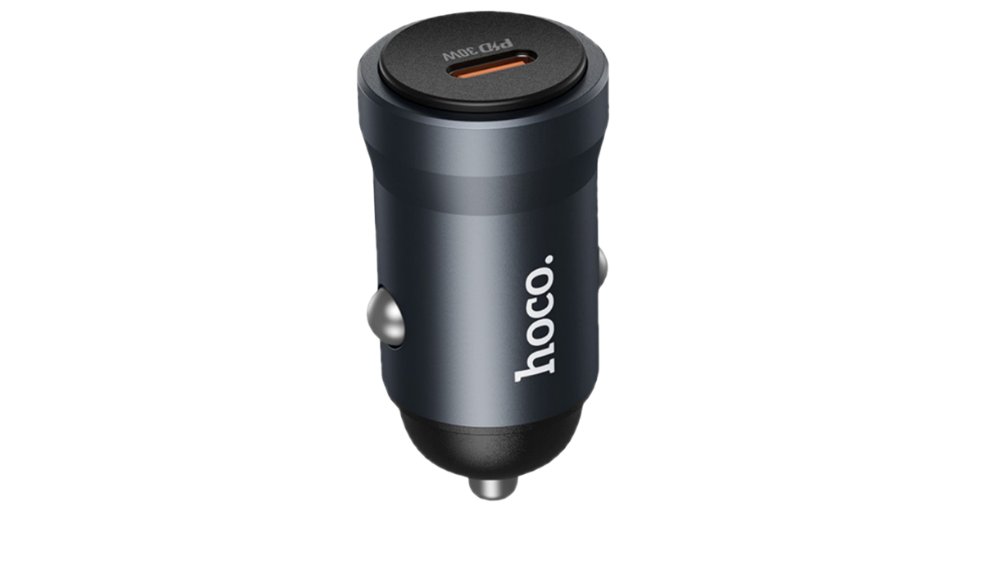 Hoco USB-C PD Car Charger 20W Fast Charging – Compact Metal Car Adapter (Black)