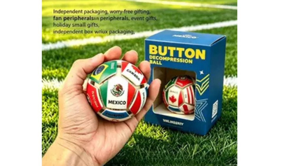 LED Football Clicker Fidget Ball Keychain – Light Up Push Button Stress Relief Toy with Country Flags