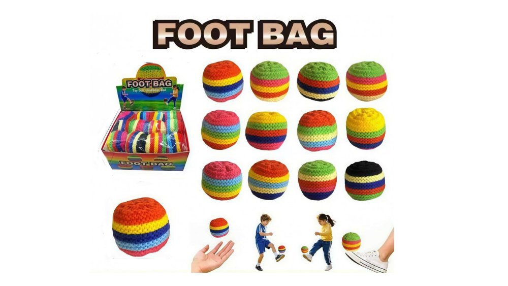 Colorful Foot Bag Hacky Sack Ball – Knitted Juggling Kick Ball Toy for Kids & Adults