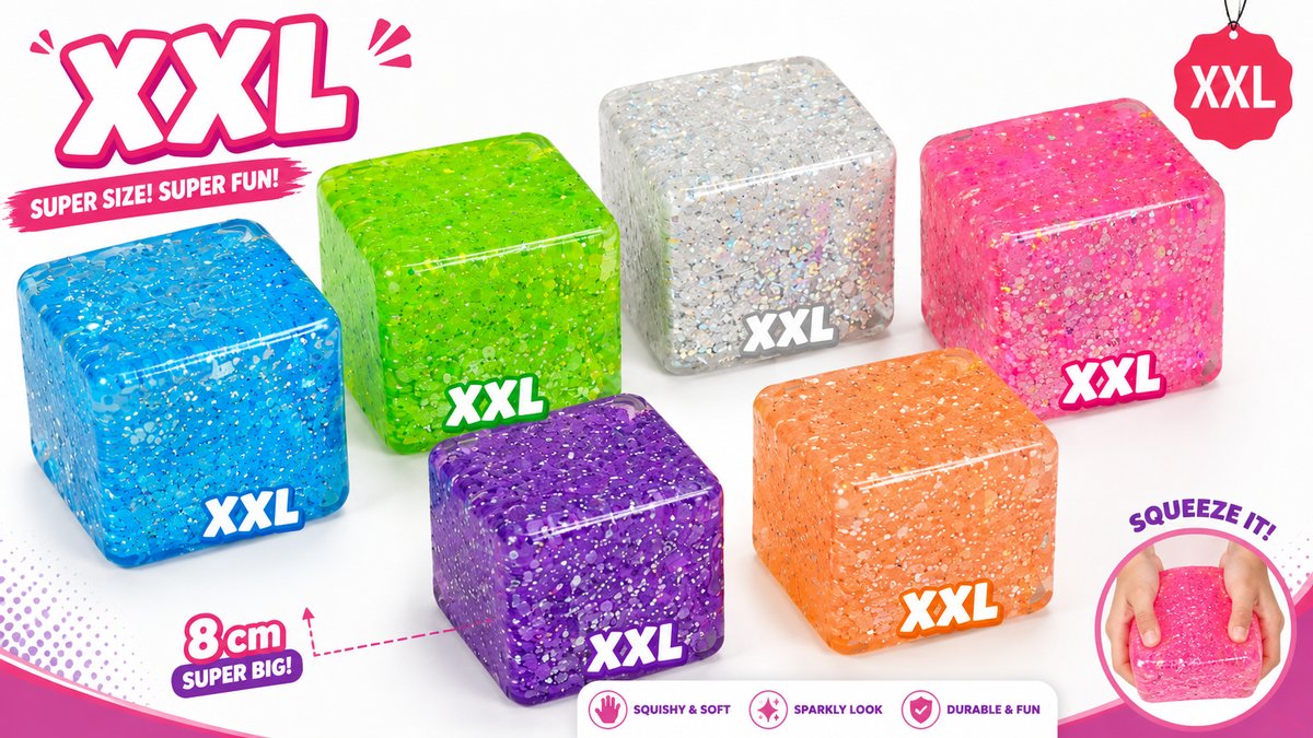 XL needoh style Glitter nice Cube 8cm