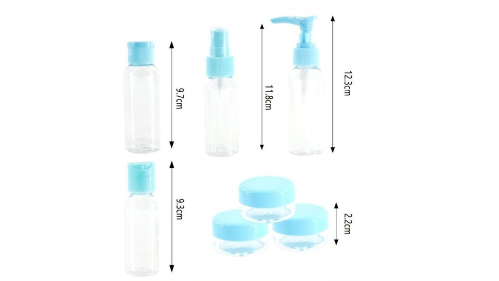 Travel Bottle Set with Pouch – Refillable Cosmetic Containers (7pcs) random colour