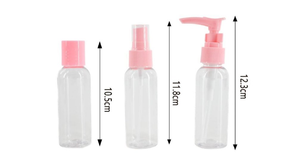 Travel Bottle Set with Pouch – Refillable Cosmetic Containers (3pcs) random colour