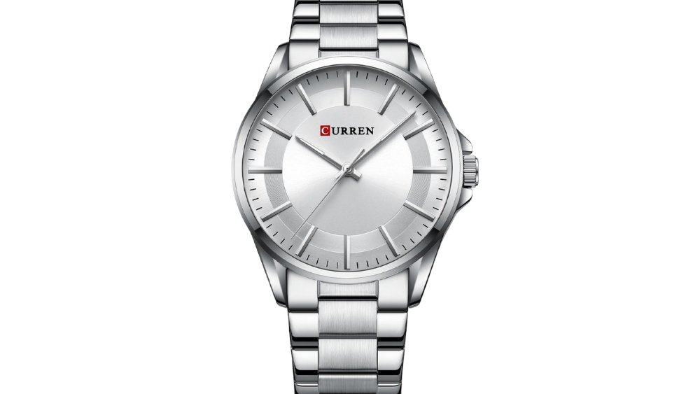 Curren Men’s silver Watch – White Dial with Stainless Steel Bracelet