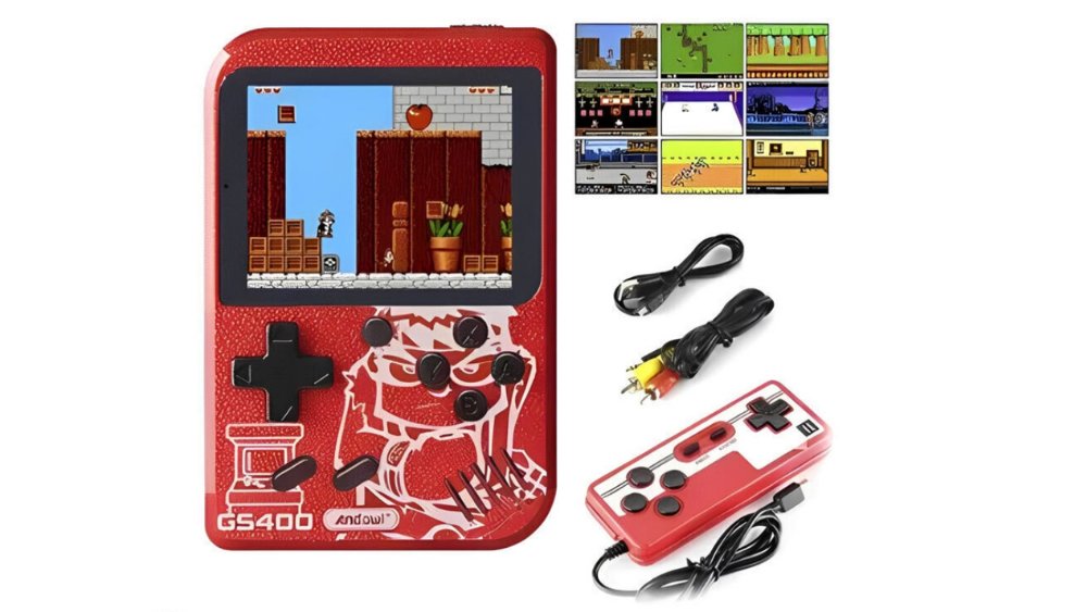Retro Handheld Game Console with 400 Built-in Games – 3.0″ LCD, TV Output & 2 Controllers