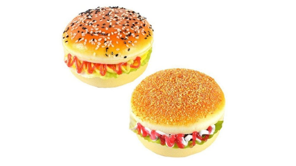 Burger Squishy Fridge Magnet – Soft Foam Squeeze Toy (2 Designs)