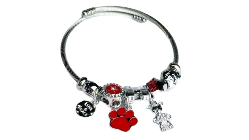 💫 Pandora Style Bracelet – red cat paw