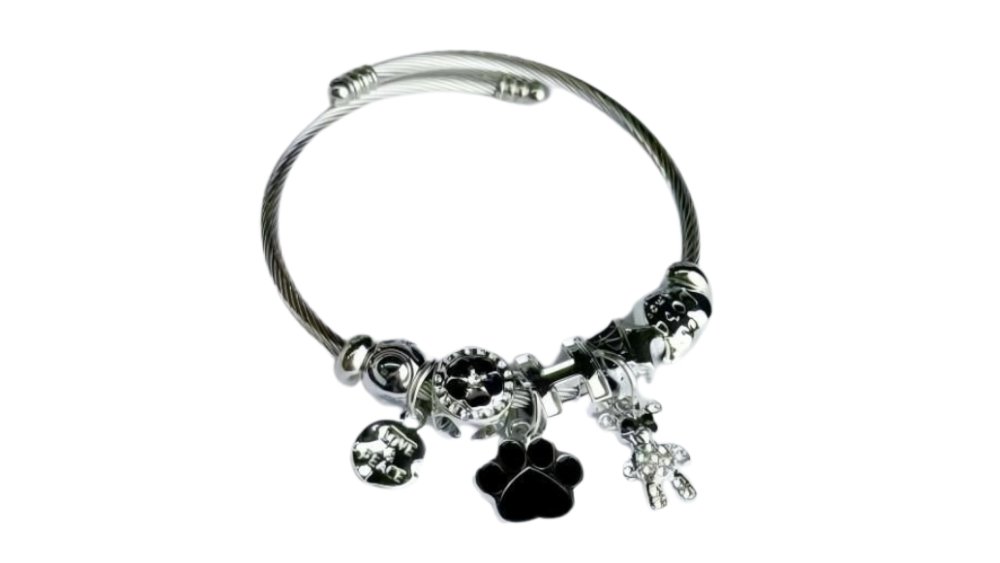 💫 Pandora Style Bracelet – black cat paw