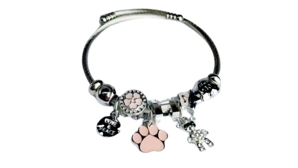 💫 Pandora Style Bracelet – pink cat paw