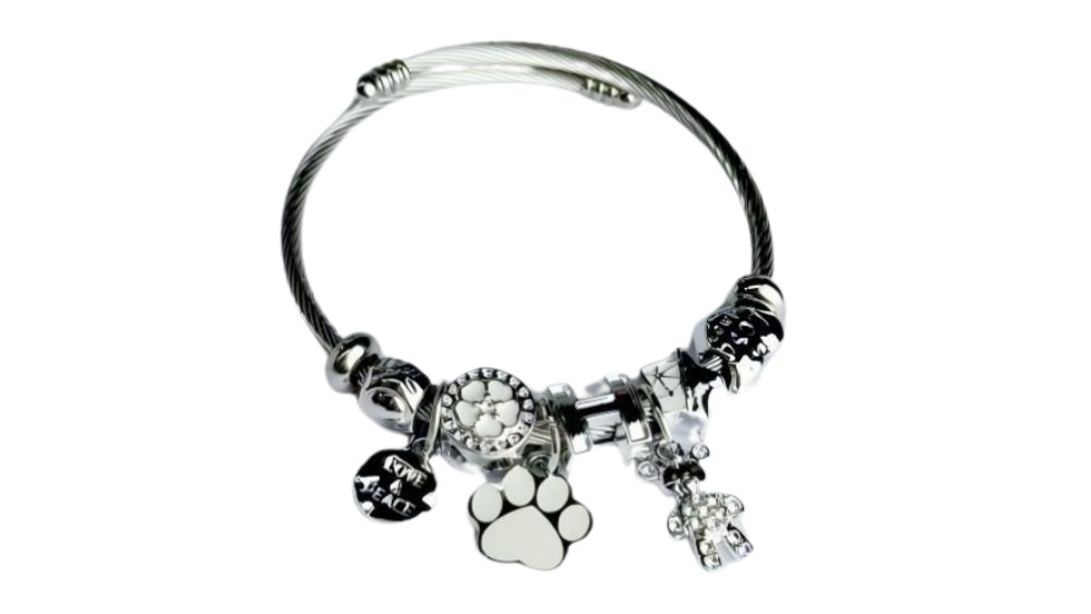 💫 Pandora Style Bracelet – white cat paw
