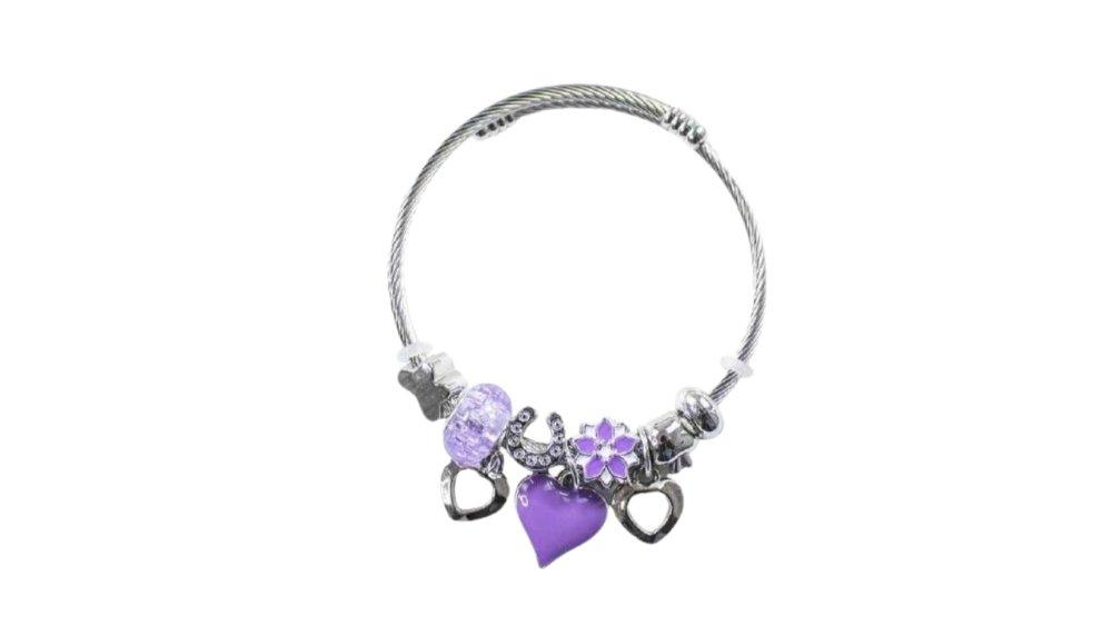 💫 Pandora Style Bracelet – purple heart