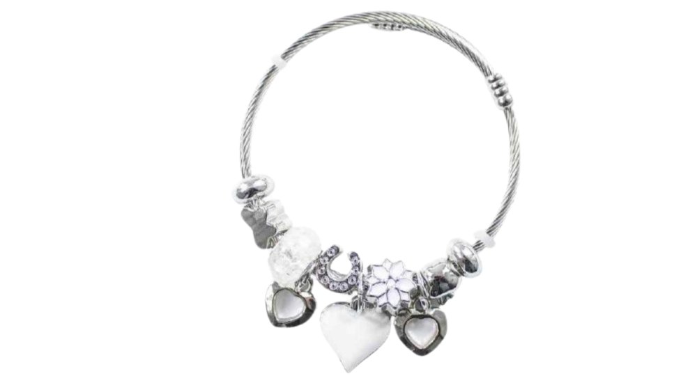 💫 Pandora Style Bracelet – white heart