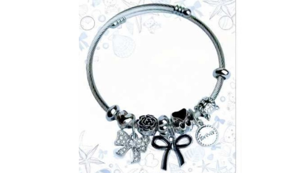 💫 Pandora Style Bracelet – black bow