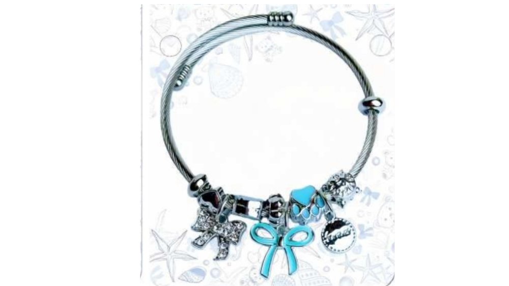 💫 Pandora Style Bracelet – light blue bow