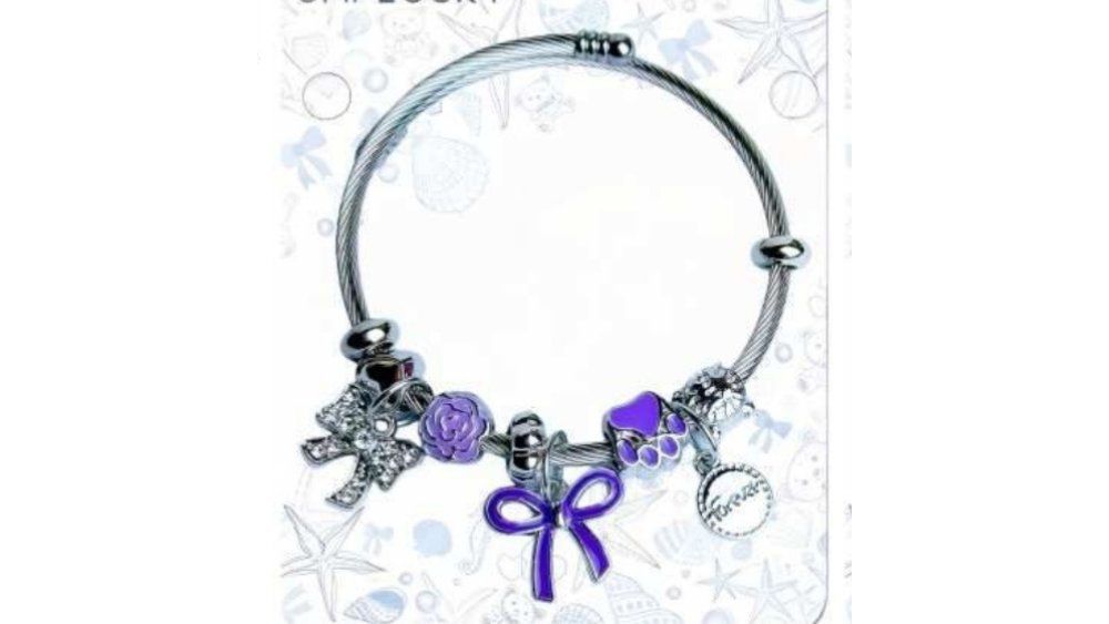 💫 Pandora Style Bracelet – purple bow