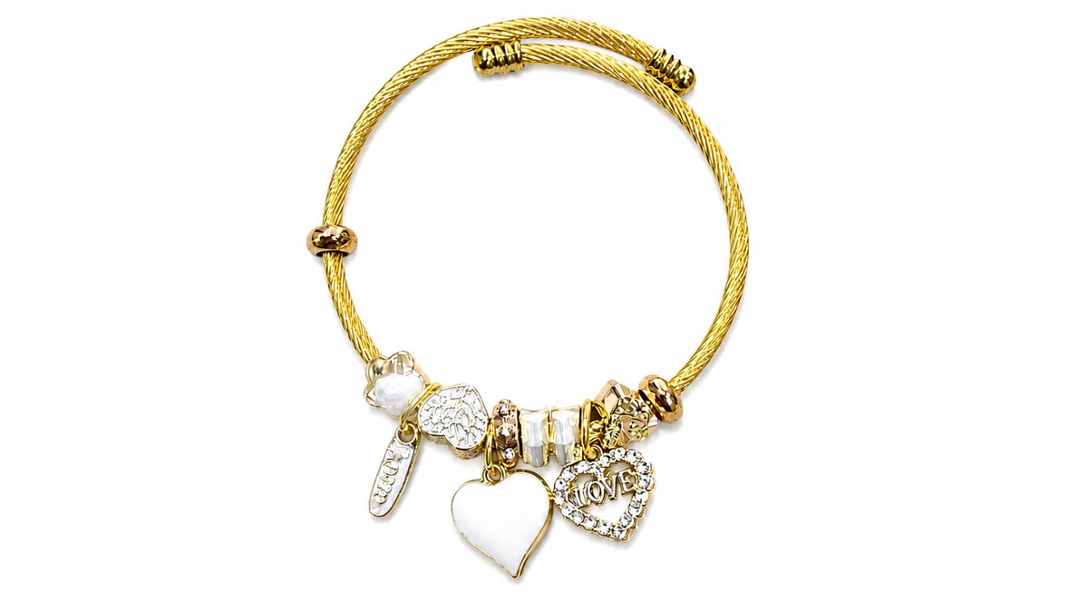 💫 Pandora Style Bracelet – white heart and love charm