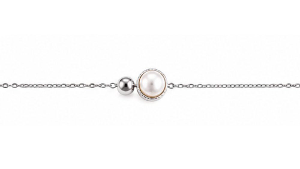 Stainless Steel Pearl Bead Bracelet – Silver