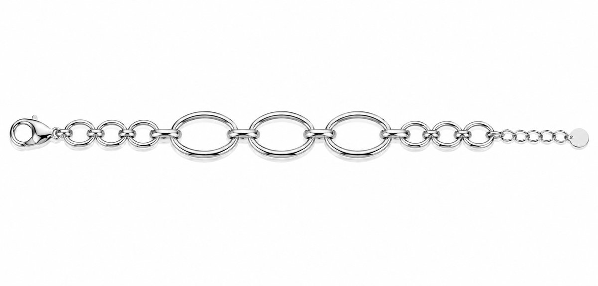 Stainless Steel Graduated Oval Link Bracelet silver