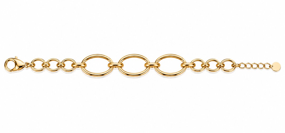 Stainless Steel Graduated Oval Link Bracelet gold