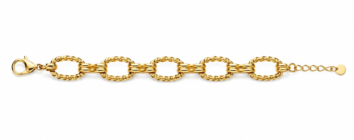 Stainless Steel Twisted Oval Link Bracelet gold